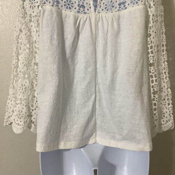 Eri + Ali White Lace Peasant Oversized Boho Hippie Beachy Casual Summer Top XS - Picture 6 of 9